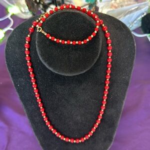 Red and gold necklace bracelet